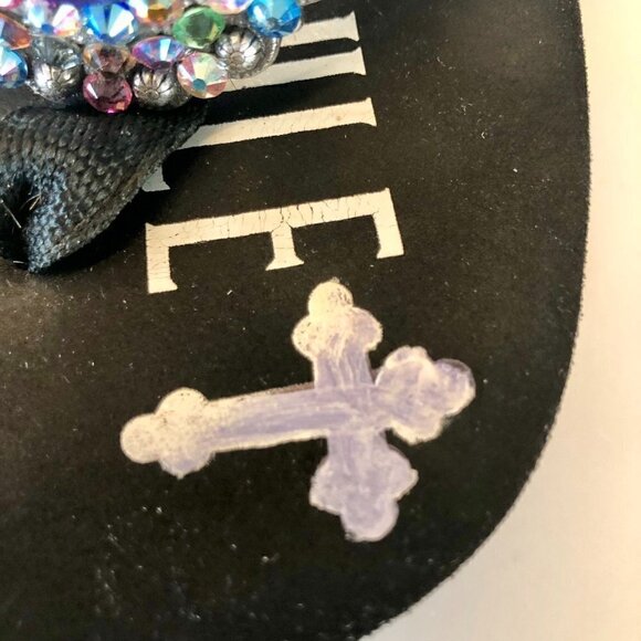 GYPSY SOULE Black Platform Flip-flops BeDazzle Swarovski Crystal Rhinestones 8 - Picture 7 of 16